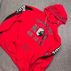 Vintage Rocawear Hoodie Men 2XL Red ROC BK 1999 Graphic Distressed Streetwear